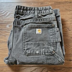 Carhartt Straight Leg Women’s Jeans — Charcoal Gray with Subtle Paint Splatter